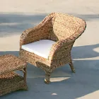 Fauteuil d'extérieur en tissage banane naturel et coussin écru - Plat Viadurini