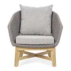 Fauteuil d'extérieur en tissage de corde et bois de teck, Homemotion - Callum Viadurini