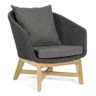 Fauteuil d'extérieur en tissage de corde et bois de teck, Homemotion - Callum Viadurini