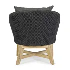 Fauteuil d'extérieur en tissage de corde et bois de teck, Homemotion - Callum Viadurini