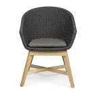 Fauteuil d'extérieur en bois et corde avec coussin, Homemotion, 2 pièces - Oskana Viadurini