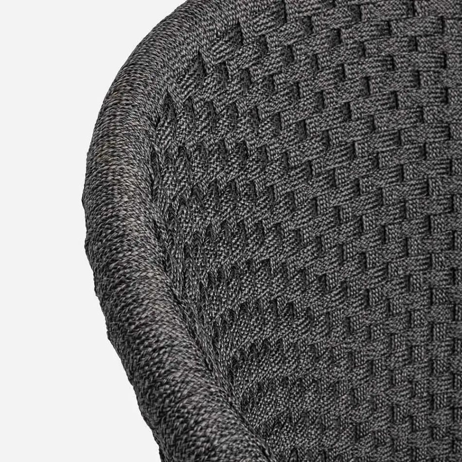 Fauteuil d'extérieur en bois et corde avec coussin, Homemotion, 2 pièces - Oskana Viadurini