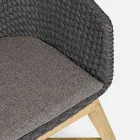 Fauteuil d'extérieur en bois et corde avec coussin, Homemotion, 2 pièces - Oskana Viadurini