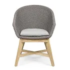 Fauteuil d'extérieur en bois et corde avec coussin, Homemotion, 2 pièces - Oskana Viadurini