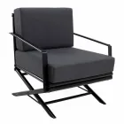 Fauteuil d'extérieur en bois naturel ou noir brillant ou mat et coussin - Suzana Viadurini