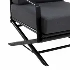 Fauteuil d'extérieur en bois naturel ou noir brillant ou mat et coussin - Suzana Viadurini