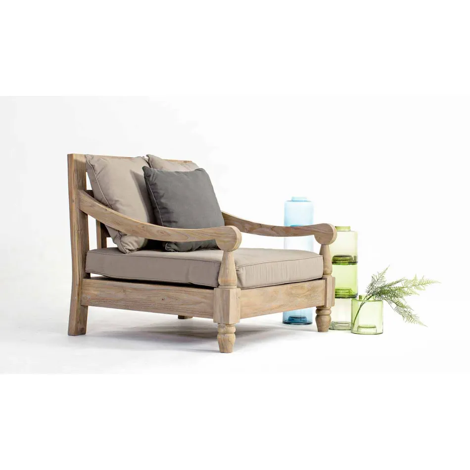 Homemotion - Fauteuil d'extérieur Nusadua Classic Design en bois de teck Viadurini