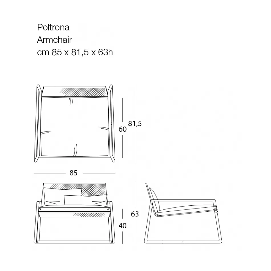 Fauteuil d'extérieur en métal avec coussin de luxe fabriqué en Italie - Karol Viadurini