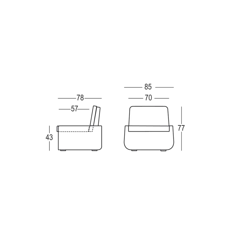 Fauteuil d'extérieur en polyéthylène avec coussin en tissu fabriqué en Italie - Belida Viadurini
