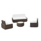 Fauteuil d'extérieur en polyéthylène avec coussin en tissu fabriqué en Italie - Belida Viadurini