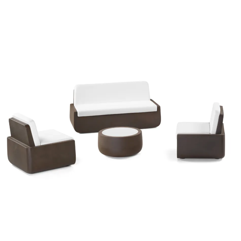 Fauteuil d'extérieur en polyéthylène avec coussin en tissu fabriqué en Italie - Belida Viadurini