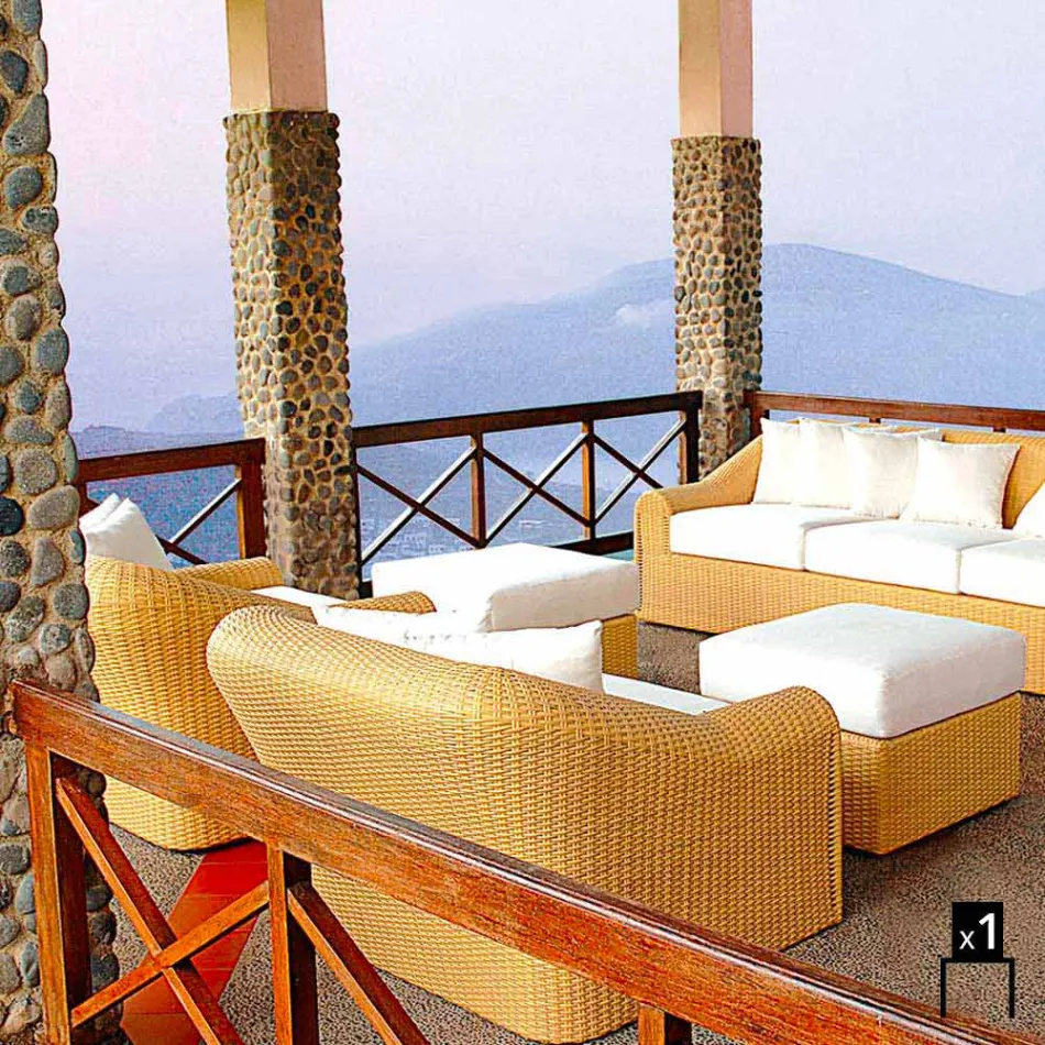 polyéthylène Fauteuil d&#39;extérieur tissé à la main design Cooper Viadurini