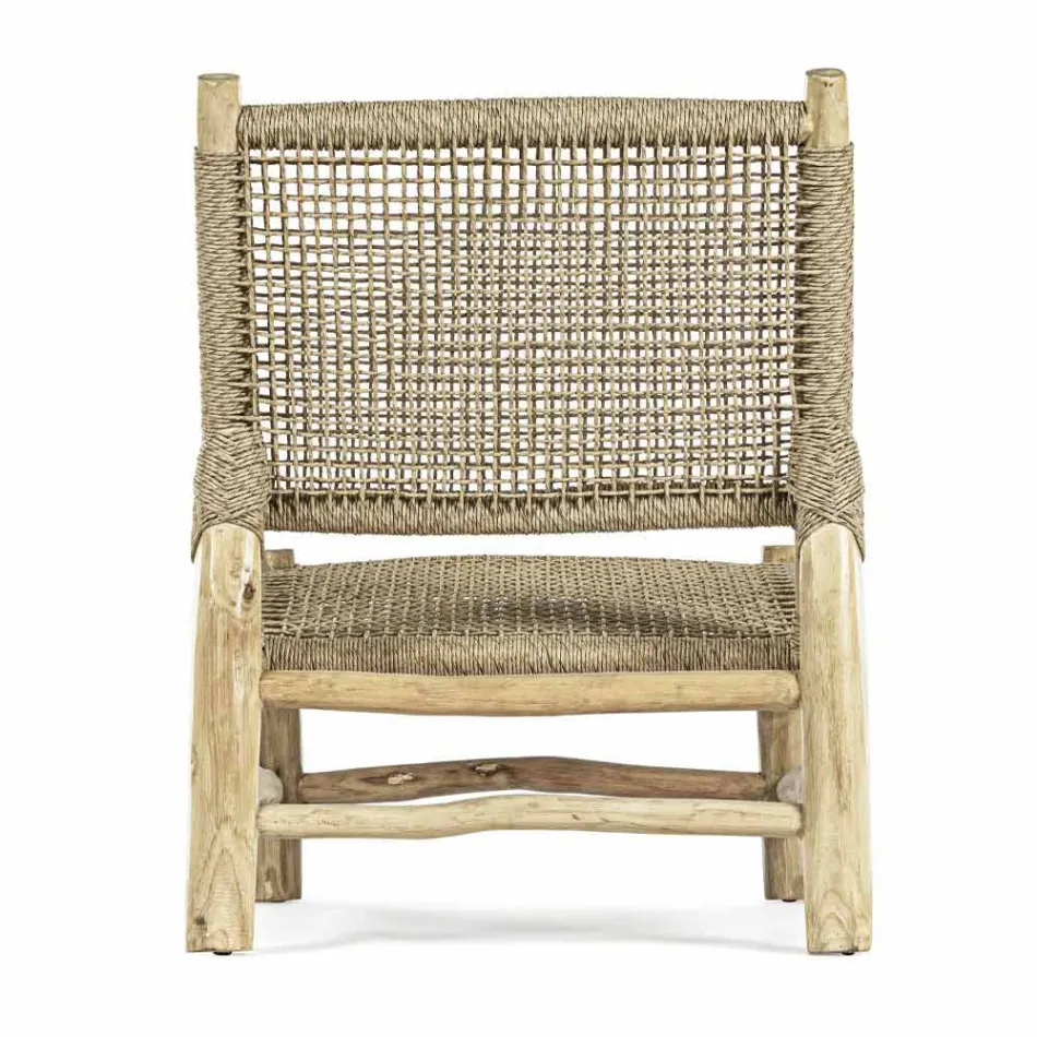 Fauteuil d'extérieur en branches de teck et fibre synthétique, 2 pièces - Tecno Viadurini
