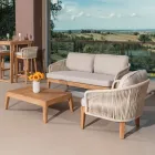 Fauteuil d'extérieur en Teck et Tissage Polyéthylène - Jhon Viadurini