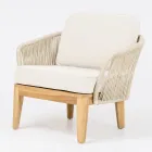 Fauteuil d'extérieur en teck et polyéthylène tressé - Jhon Viadurini