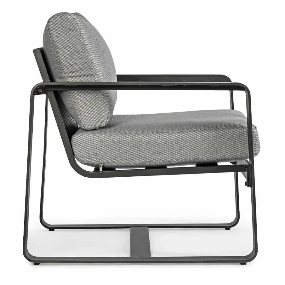 Fauteuil d'extérieur en tissu et aluminium finition anthracite, 2 pièces - Deria Viadurini