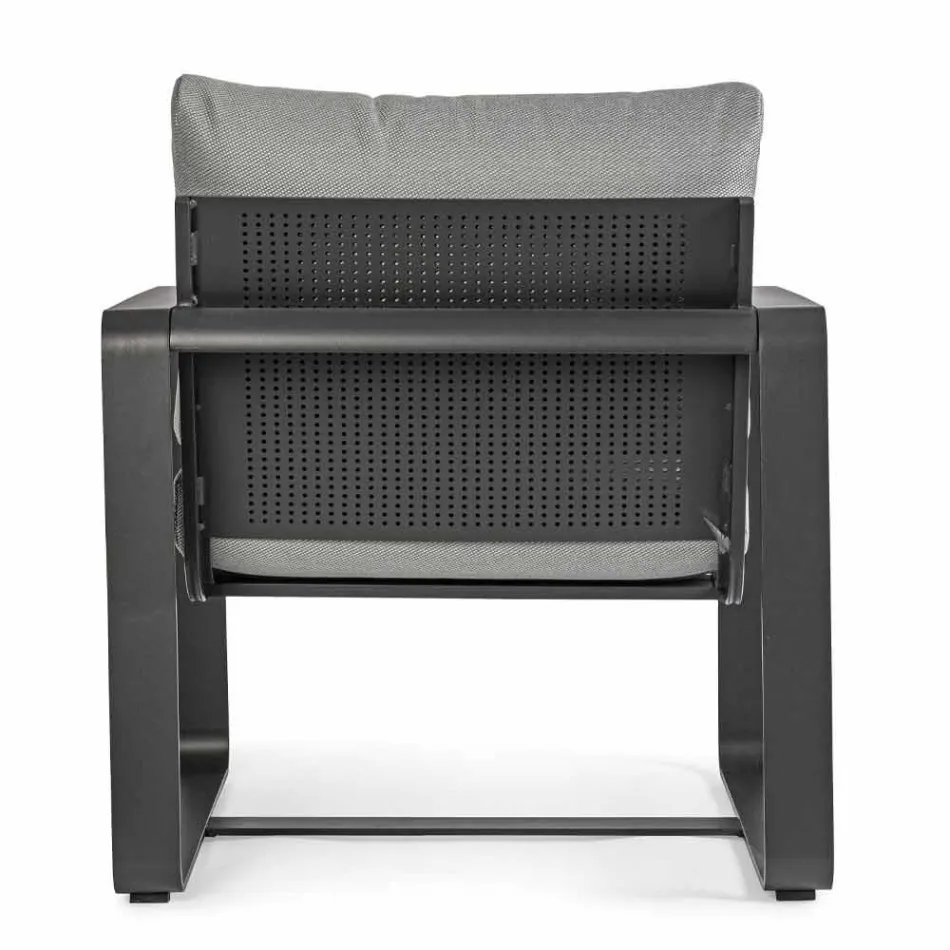 Fauteuil d'extérieur en tissu et aluminium finition anthracite, 2 pièces - Deria Viadurini