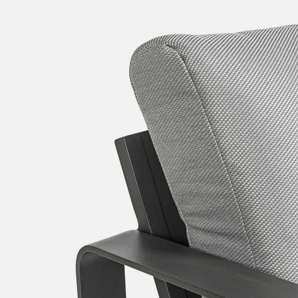 Fauteuil d'extérieur en tissu et aluminium finition anthracite, 2 pièces - Deria Viadurini