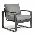 Fauteuil d'extérieur en tissu et aluminium finition anthracite, 2 pièces - Deria Viadurini