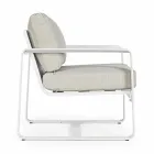 Fauteuil d'extérieur en tissu et aluminium peint blanc, 2 pièces - Marianna Viadurini
