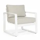Fauteuil d'extérieur en tissu et aluminium peint blanc, 2 pièces - Marianna Viadurini