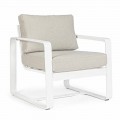 Fauteuil d'extérieur en tissu et aluminium peint blanc, 2 pièces - Marianna