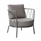 Fauteuil d'extérieur moderne en métal peint et tissu fabriqué en Italie - Olma Viadurini