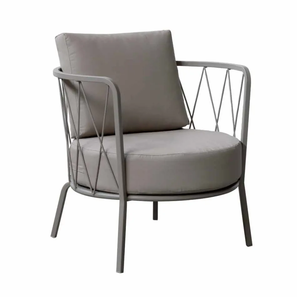 Fauteuil d'extérieur moderne en métal peint et tissu fabriqué en Italie - Olma Viadurini