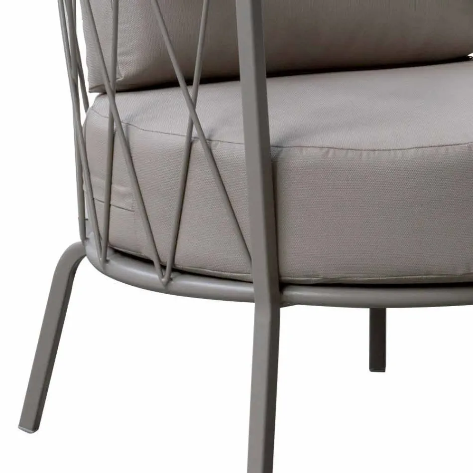Fauteuil d'extérieur moderne en métal peint et tissu fabriqué en Italie - Olma Viadurini