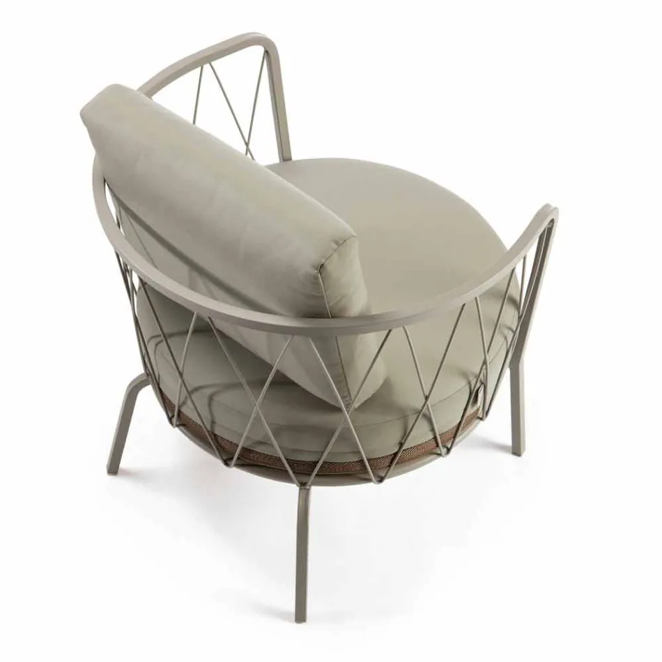 Fauteuil d'extérieur moderne en métal peint et tissu fabriqué en Italie - Olma Viadurini