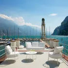 Fauteuil d'extérieur moderne en métal peint et tissu fabriqué en Italie - Olma Viadurini