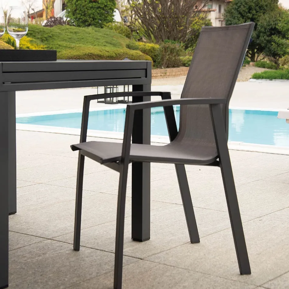 Fauteuil d'extérieur en aluminium et textilène - Map Viadurini