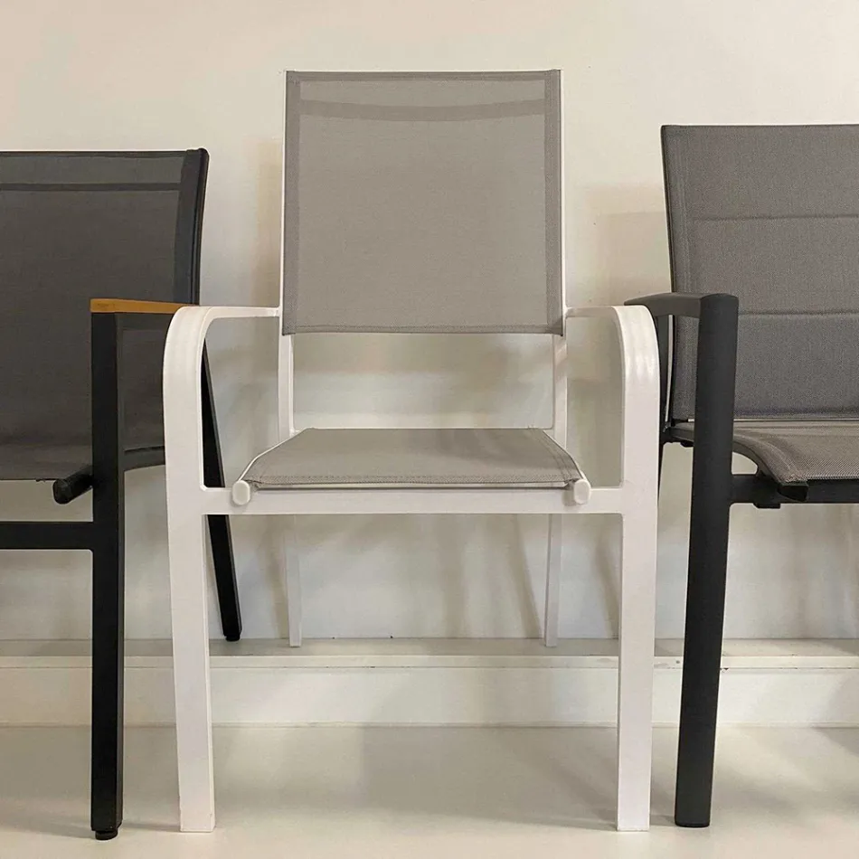 Fauteuil d'extérieur en aluminium et textilène - Solar Viadurini