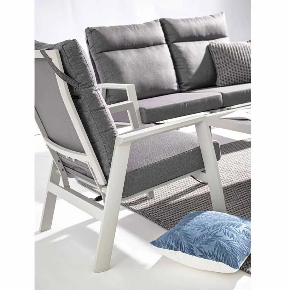 Fauteuil d'extérieur inclinable en tissu et aluminium, 2 pièces - Nathy Viadurini