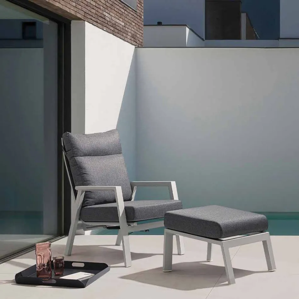 Fauteuil d'extérieur inclinable en tissu et aluminium, 2 pièces - Nathy Viadurini