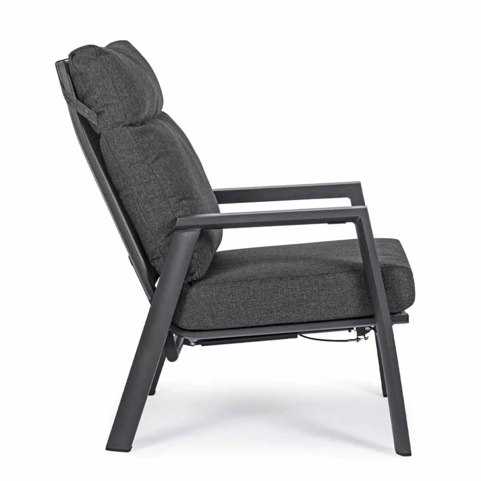 Fauteuil d'extérieur inclinable en tissu et aluminium, 2 pièces - Nathy Viadurini
