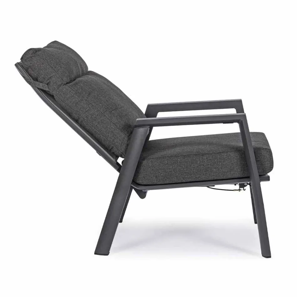 Fauteuil d'extérieur inclinable en tissu et aluminium, 2 pièces - Nathy Viadurini