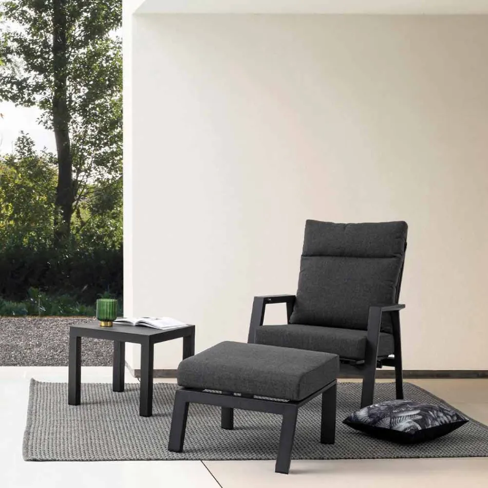 Fauteuil d'extérieur inclinable en tissu et aluminium, 2 pièces - Nathy Viadurini