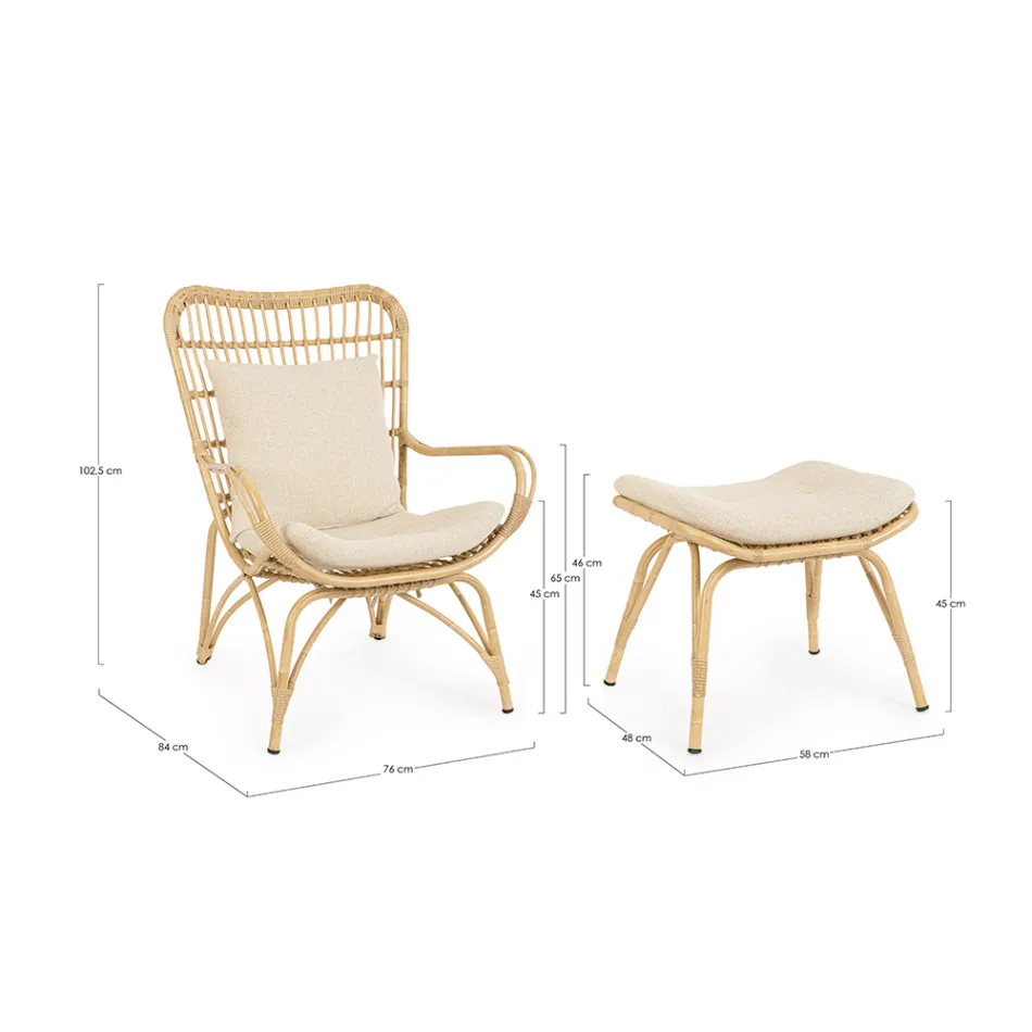 Fauteuil de jardin avec repose-pieds et tissage de fibres synthétiques - Matter Viadurini