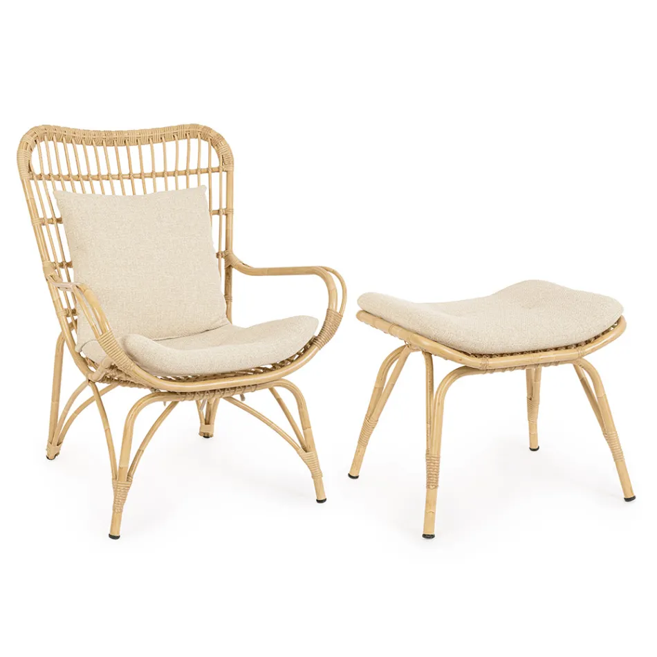 Fauteuil de jardin avec repose-pieds et tissage de fibres synthétiques - Matter Viadurini