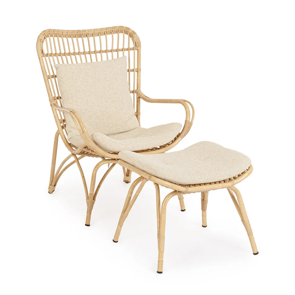 Fauteuil de jardin avec repose-pieds et tissage de fibres synthétiques - Matter Viadurini