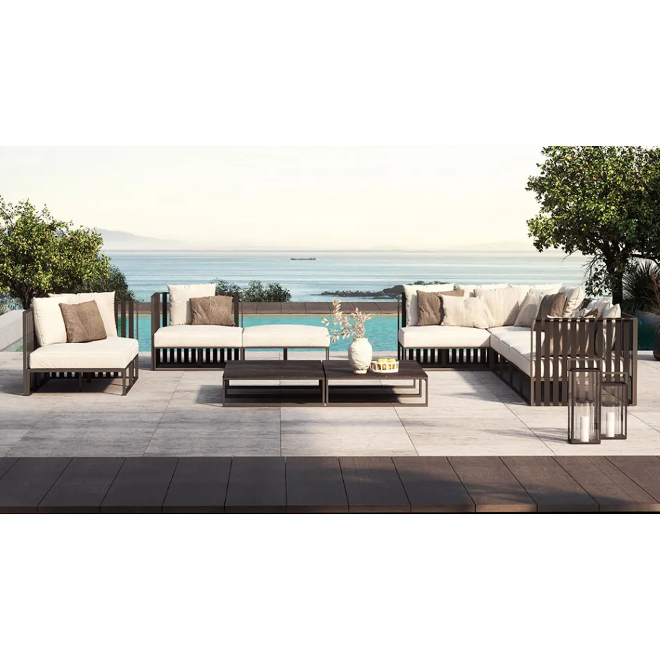 Fauteuil de jardin avec assise en tissu et structure en aluminium Made in Italy - Juliediv Viadurini