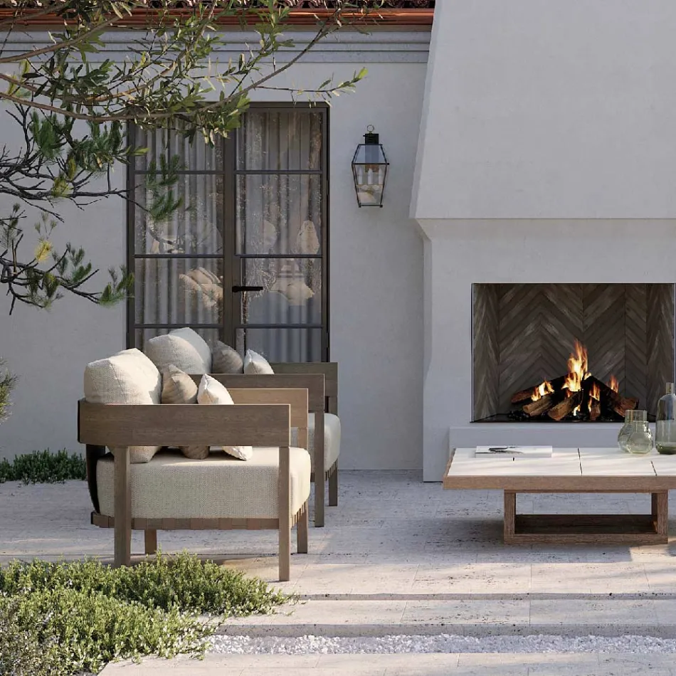 Chaise de jardin avec structure en bois de teck fabriquée en Italie - Briga Viadurini