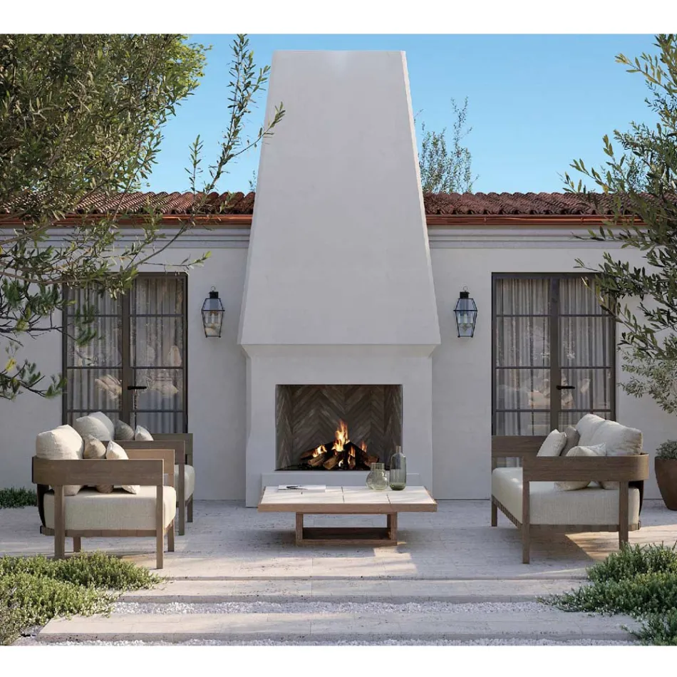 Chaise de jardin avec structure en bois de teck fabriquée en Italie - Briga Viadurini