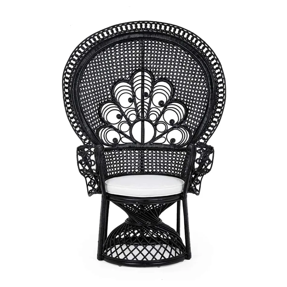 Fauteuil de jardin extérieur design de luxe en rotin noir - Serafino Viadurini