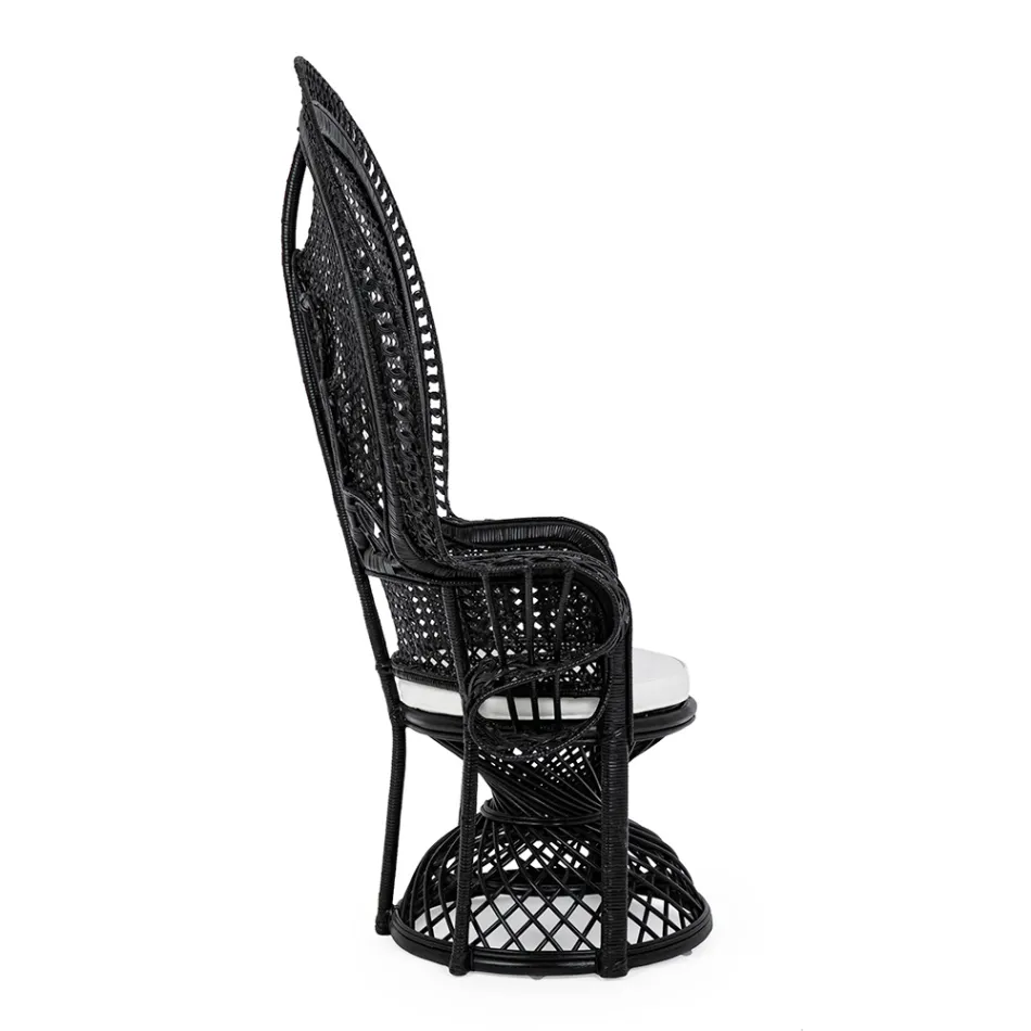 Fauteuil de jardin extérieur design de luxe en rotin noir - Serafino Viadurini