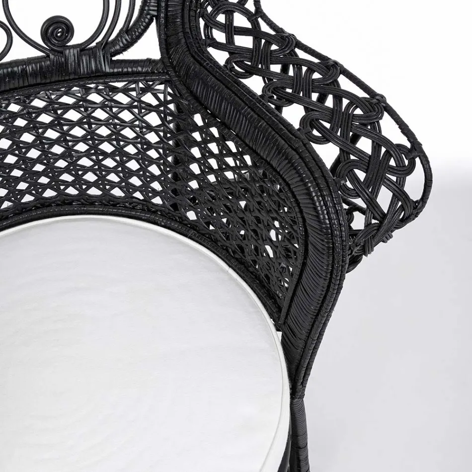 Fauteuil de jardin extérieur design de luxe en rotin noir - Serafino Viadurini