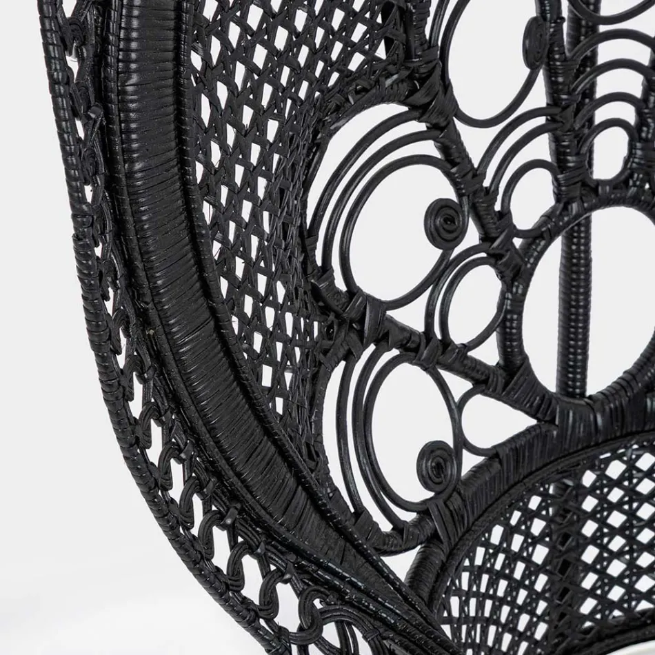 Fauteuil de jardin extérieur design de luxe en rotin noir - Serafino Viadurini