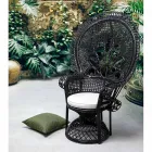 Fauteuil de jardin extérieur design de luxe en rotin noir - Serafino Viadurini