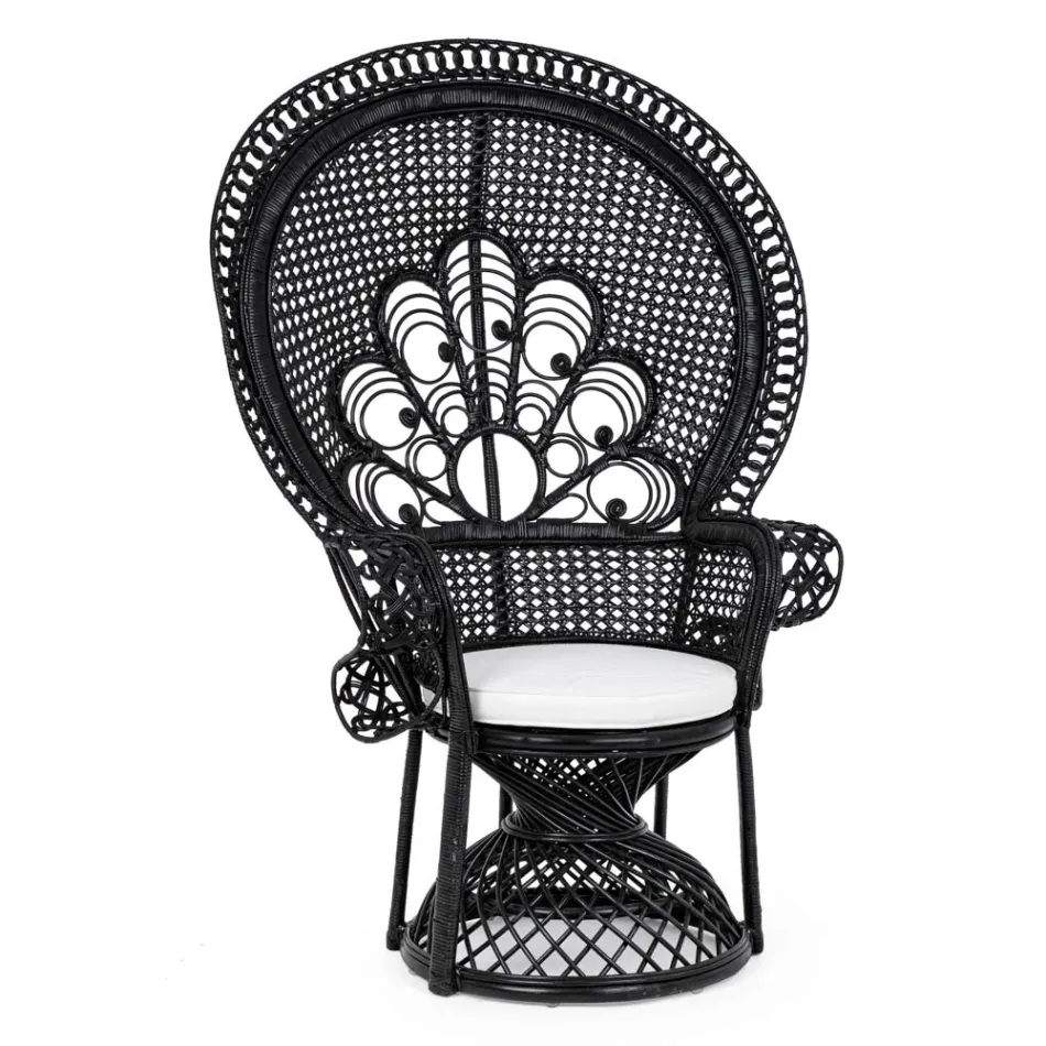Fauteuil de jardin extérieur design de luxe en rotin noir - Serafino Viadurini